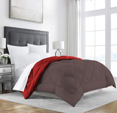 Texlux Solid Single Comforter for  Heavy Winter(Polyester, Red : Brown)
