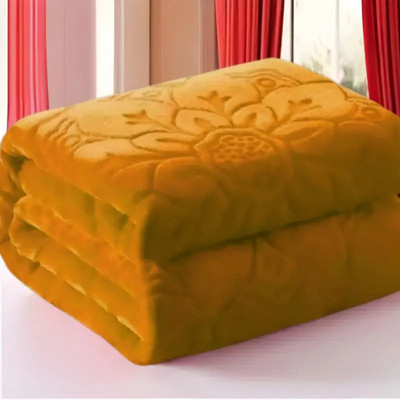 Deeksha Solid Single Mink Blanket for  Heavy Winter(Fur, GOLDEN)