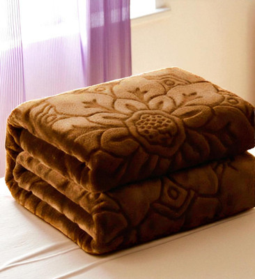 Changers Floral Double Mink Blanket for  Heavy Winter(Polyester, Brown)