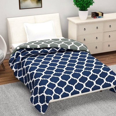 N Decor Solid, Printed Double Dohar for  Mild Winter(Poly Cotton, Dark Blue & Grey)