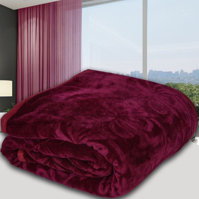 SPANGLE Self Design Double Mink Blanket for  Mild Winter(Microfiber, Lavender)