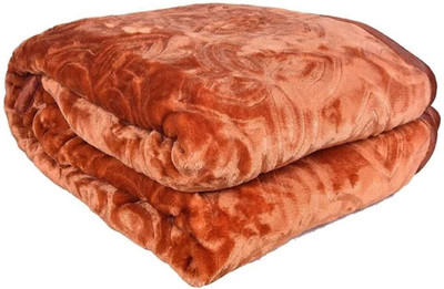 Convalexa Solid Double Mink Blanket for  Heavy Winter(Microfiber, Gold)