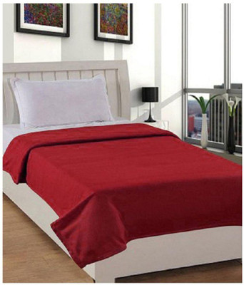 Goyal's Solid Single Fleece Blanket for  AC Room(Polyester, Red)