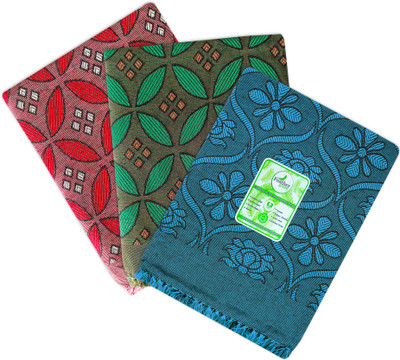 Feather Green Floral Single Top Sheet for  AC Room(Poly Cotton, Multicolor)