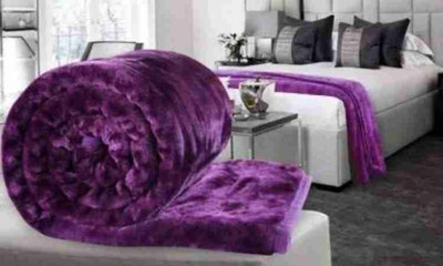 Convalexa Floral King Mink Blanket for  Heavy Winter(Polyester, Levender)
