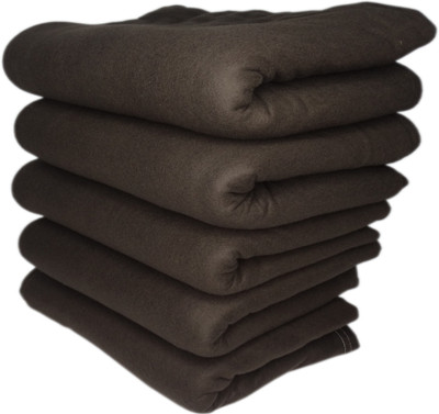 HOMIEE Solid Double Fleece Blanket for  Mild Winter(Polyester, Brown)