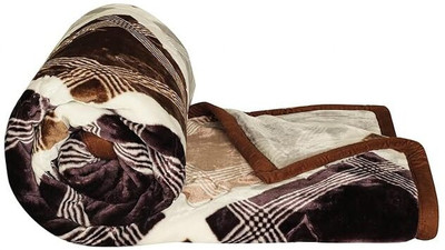 Comfowell Printed Double Mink Blanket for  Heavy Winter(Polyester, Brown Shade)