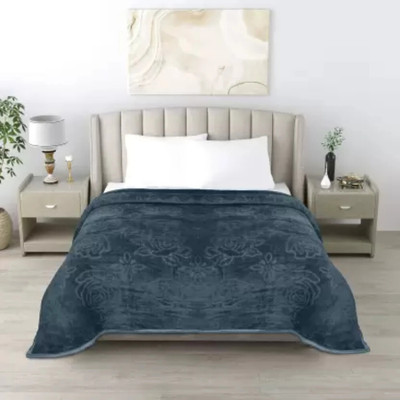 kirshinaENTERPRISES Floral Double Mink Blanket for  Heavy Winter(Microfiber, Grey-01)