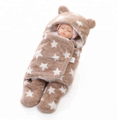 NAMAN Printed Single Hooded Baby Blanket for  AC Room(Polyester, Brown)