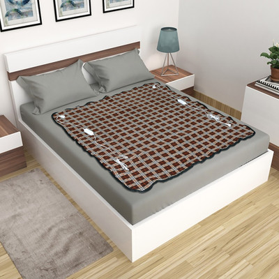 LERV'S Collection Checkered Double Electric Blanket for  Heavy Winter(Polyester, coffee)
