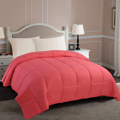 Linenovation Solid Double Comforter for  Heavy Winter(Polyester, Pink)