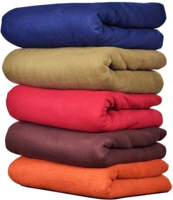 GoHome Solid Single Fleece Blanket for  AC Room(Polyester, Multicolor)