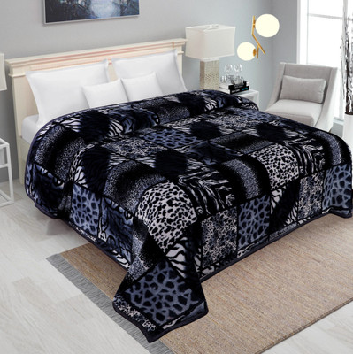 GKM Self Design Double Mink Blanket for  Heavy Winter(Microfiber, Multicolor)
