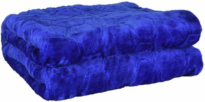 Swikon star Self Design Double Mink Blanket for  Heavy Winter(Microfiber, Blue)