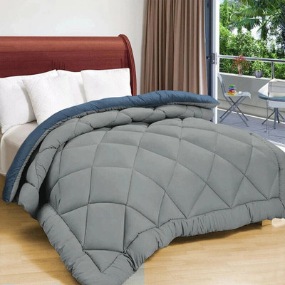 Flipkart SmartBuy Solid Single Comforter for  AC Room(Microfiber, Blue & Grey)