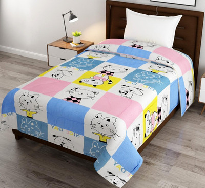 kitchDeco Printed Single Comforter for  AC Room(Microfiber, nice cat)