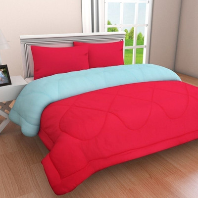 YATI GALLERIES Solid Double Mink Blanket for  Heavy Winter(Microfiber, Pink & Sky Blue)