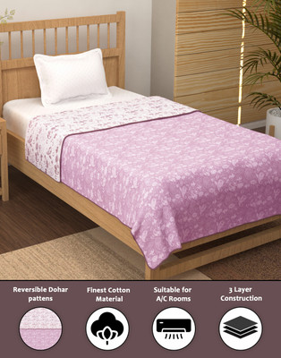 Story@home Motifs Single AC Blanket for  AC Room(Cotton, Pink, White)