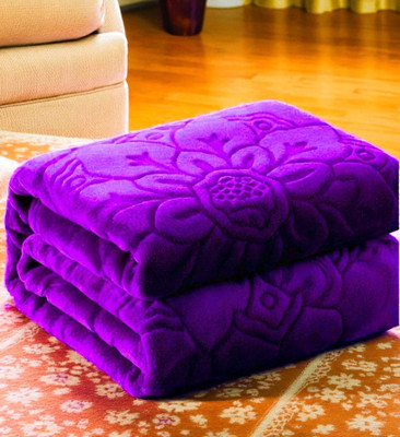 Changers Floral Double Mink Blanket for  Heavy Winter(Polyester, Purple)