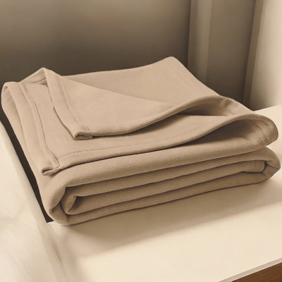 The Home Talk Solid Single Fleece Blanket for  AC Room(Polyester, Beige)