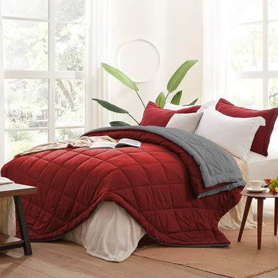 Sasimo Solid Double Comforter for  AC Room(Microfiber, Maroon, Grey)