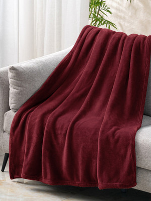 Cloth Fusion Solid Double Fleece Blanket for  Heavy Winter(Microfiber, Maroon)