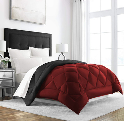 Texlux Geometric Single Comforter for  Heavy Winter(Polyester, Black : Red)