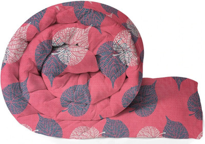 VAS COLLECTIONS Floral King Comforter for  Heavy Winter(Cotton, Pink & Grey)