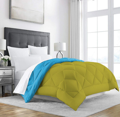 Texlux Solid Single Comforter for  Heavy Winter(Polyester, Light Blue : Olive)