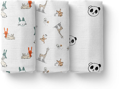 Mom's Home Printed Crib Swaddling Baby Blanket for  AC Room(Muslin, White, Grey, Black)