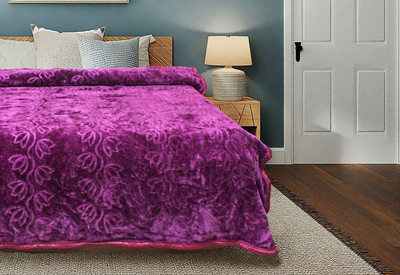 Sai Store Floral Double Mink Blanket for  Heavy Winter(Fur, Wine)