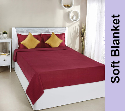 SnuglyBed Solid Double Fleece Blanket for  Mild Winter(Polyester, Red)