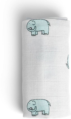 Mom's Home Printed Single Swaddling Baby Blanket for  Mild Winter(Muslin, Light Blue)