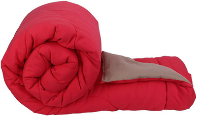 Comfowell Solid Single Comforter for  Heavy Winter(Poly Cotton, Pink & Grey)