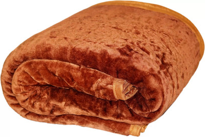 Anadhika Self Design Single Mink Blanket for  Heavy Winter(Woollen Blend, SaddleBrown)