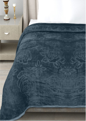 KIXTA Self Design Double Mink Blanket for  Heavy Winter(Microfiber, Grey)