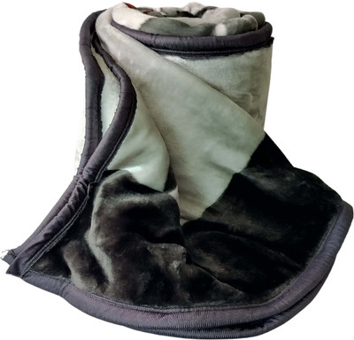 HOMIEE Floral Single Mink Blanket for  Heavy Winter(Polyester, grey cott flr)