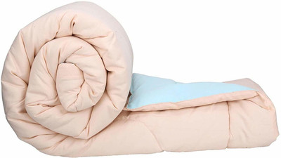 NK Handlooms Solid Double Comforter for  Heavy Winter(Poly Cotton, Peach &Sky Blue)