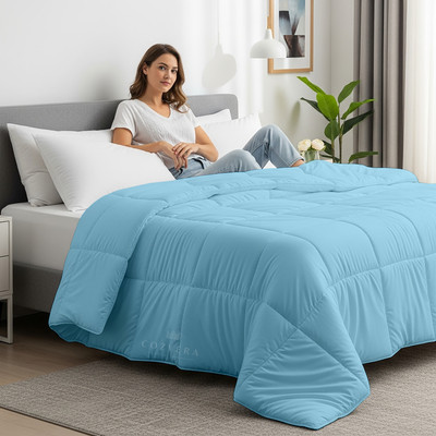 COSYERA Solid Double Comforter for  Heavy Winter(Microfiber, Sky Blue)