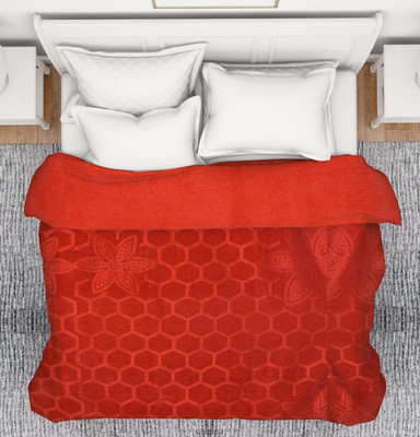 Shivam impex Self Design Double Mink Blanket for  Mild Winter(Microfiber, Orange)