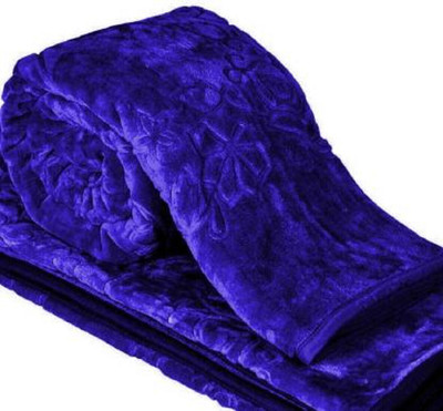 SIMAM Self Design Double AC Blanket for  Heavy Winter(Silk, Blue)