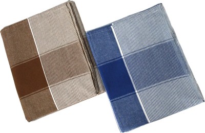 Sharan Elegance Striped Single AC Blanket for  Mild Winter(Cotton, Brown-Skyblue)