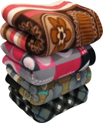HOMIEE Floral Single Fleece Blanket for  Heavy Winter(Polyester, 4 set type-2)