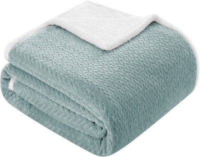 VAS COLLECTIONS Solid Double Sherpa Blanket for  Heavy Winter(Polyester, Sky Blue)