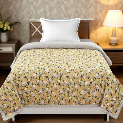 KWALITY DREAMS Printed Single AC Blanket for  AC Room(Poly Cotton, Gold)