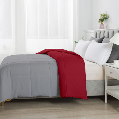 Razzai Solid Single Comforter for  AC Room(Microfiber, Burgundy, Silver)