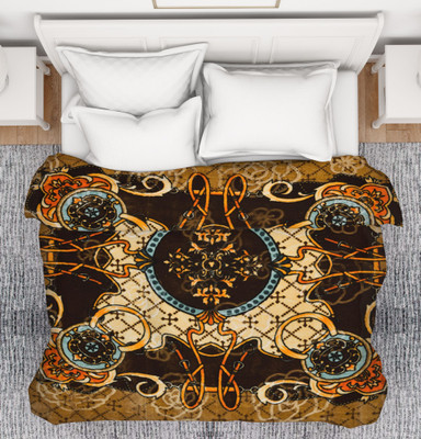 Flipkart Perfect Homes Printed Double Mink Blanket for  Heavy Winter(Microfiber, Brown)