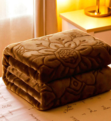 GKM Floral Double Mink Blanket for  Heavy Winter(Microfiber, Brown)