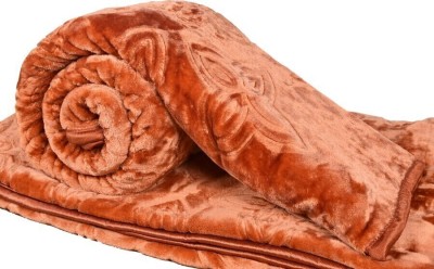 Yati Gallerie Floral Double Mink Blanket for  Mild Winter(Polyester, Gold)