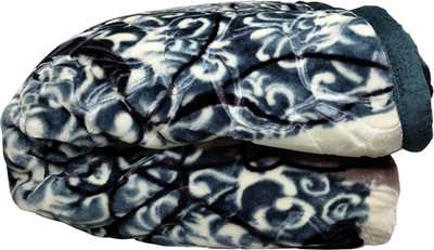 BHEBHA Floral Double Weighted Blanket for  Heavy Winter(Polyester, Green & Cream)